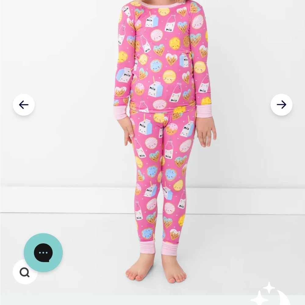 Little Sleepies Pink Cookies Milk Kids Pajama Set
